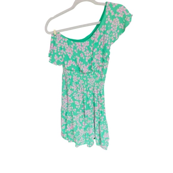 Draper James RSVP Womens Green Floral One Shoulder Ruffle Front Dress Size Small - Picture 2 of 9